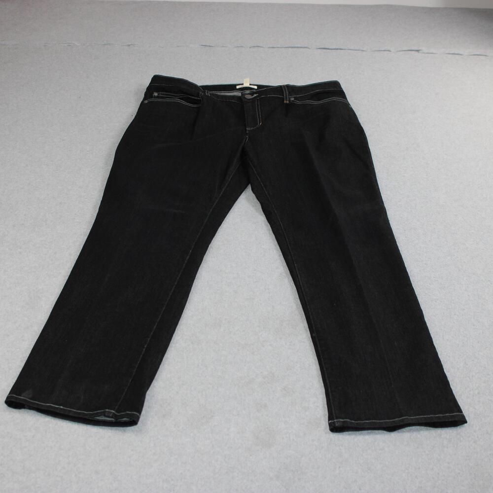 Eileen Fisher Jeans Womens 16 Black Mid Rise Straight Stretch Denim USA Heritage